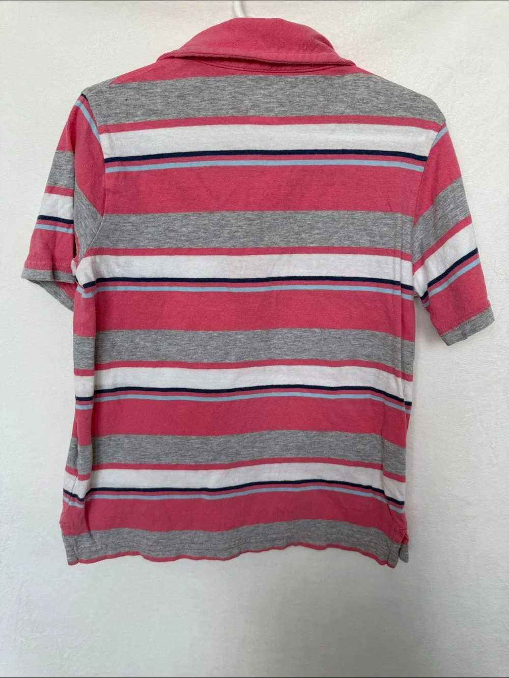 The Children's Place Coral Pink, Gray & White Striped Polo